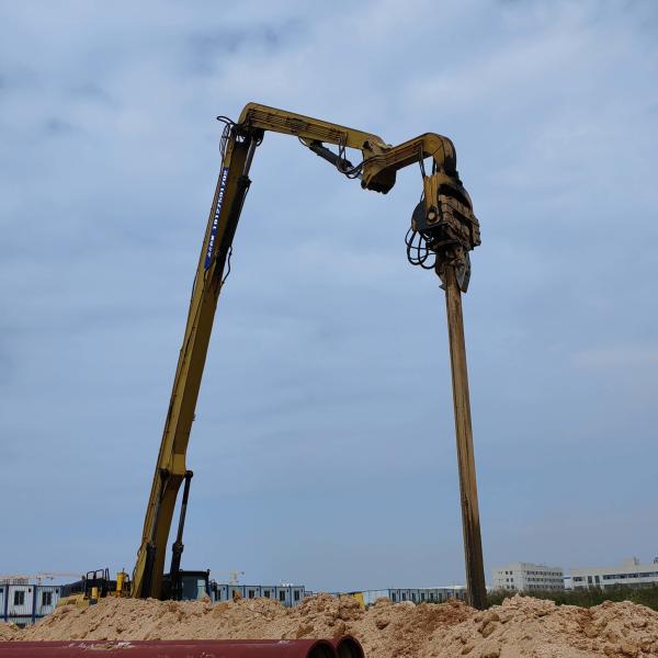 Q355B Material Excavator Vibro Hammer For Pile Driving CE Approval Pile driving long boom arm with vibro