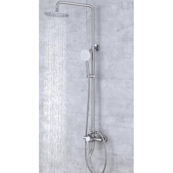 Bestseller Metal Silver Square Built In Wall Concealed Mount Mixer Rain Shower Head And Hand Held Shower Faucet Set