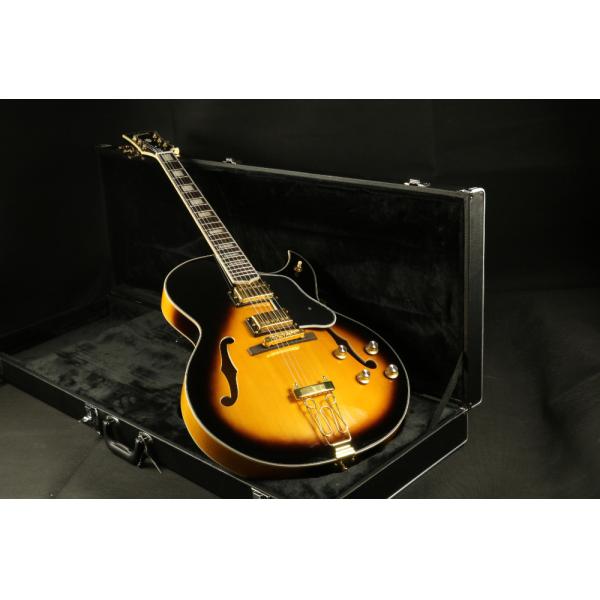 Quality blackburst thick hollow body block inlay single cutaway electric guitar