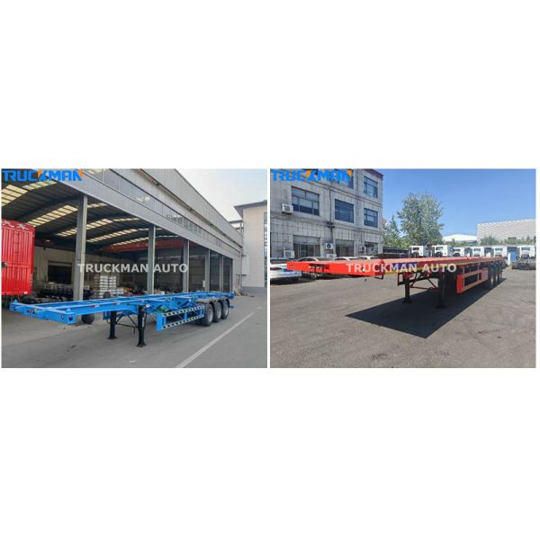 Reliable 3 Axle 50 Tons Container Flatbed Semi Trailer For Container Transportation