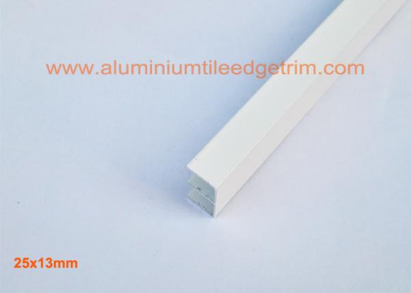 Powder Coating White Listello Tile Trim Both U Shaped Aluminium Profile 25mm X 13mm