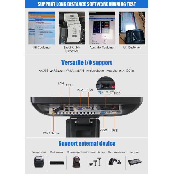 Система 350cd/m2 POS экрана касания AIO Windows с дисплеем кассового аппарата и клиента 8 дюймов
