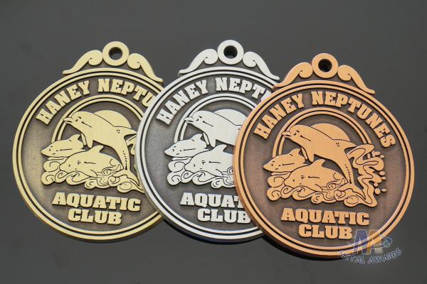 Custom Engraved 2D Model Medals Antique Gold / Silver / Copper Plating