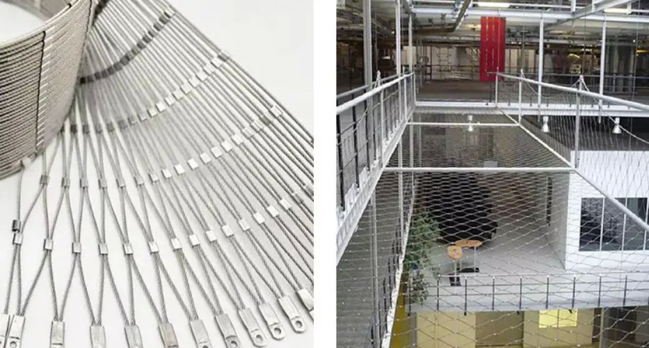 304 Stainless Steel Wire Rope Mesh 40×40mm High Load‑bearing Cable Net For Staircase Balcony Fall Protection Safety Barrier