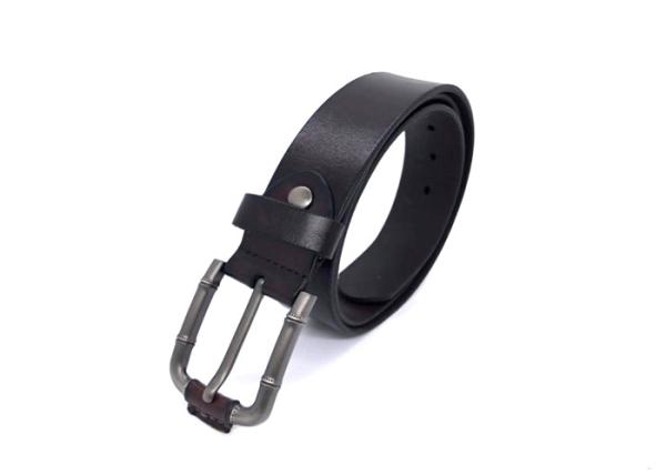 Fashion Mens Casual Leather Belt  / 100% Soft Top Grain Genuine Leather Strap With Metal Bamboo Buckle