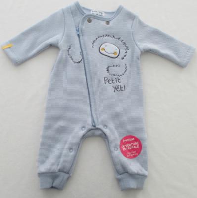 Baby Yarn Dyed Warm 350g Knitted Romper Boy Front Opening With Zipper Soft Blue