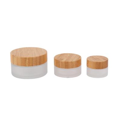10ml 30ml 50ml 100ml 150ml 200ml 250ml Frosted Glass Cream Jar With Bamboo Lid