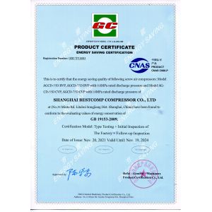 Shanghai Bestcomp Compressor Co., Ltd Certifications