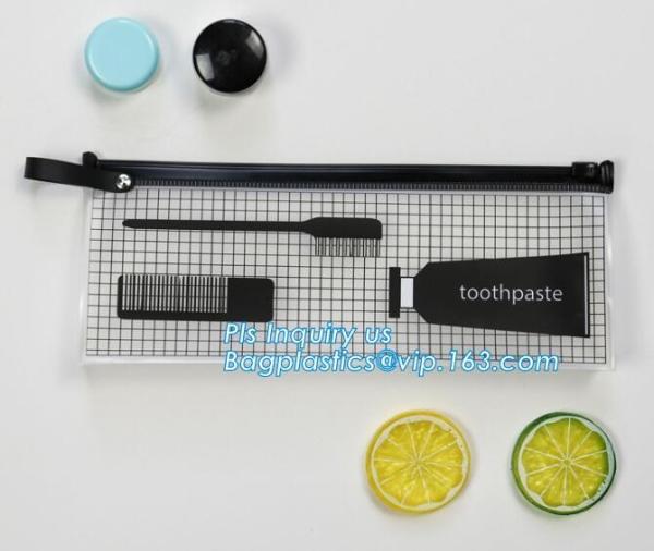 pencil case zipper slider travel cosmet bag, slider zipper clear transparent pvc packaging cosmetic bag, slider lock zip