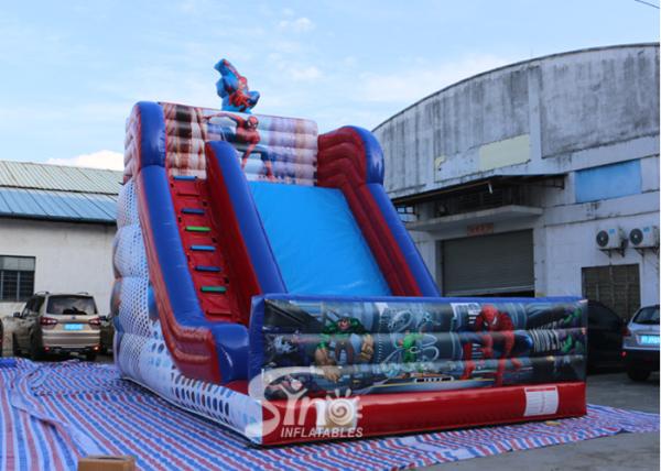 7 meters high kids spiderman inflatable slide with complete digital printing for outdoor parties