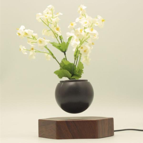 wooden base creative magnetic levitation floating air bonsai plant tree flowerpotted for gift