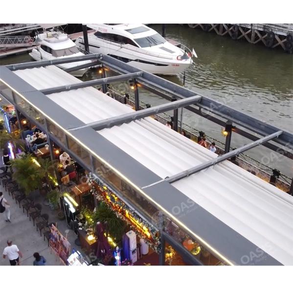Pergola de jardin en aluminium électrique motorisé avec canopée rétractable