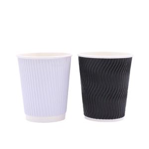 Insulated Disposable Cups For Hot Drinks Corrugated Ripple Wall Cups For Cold