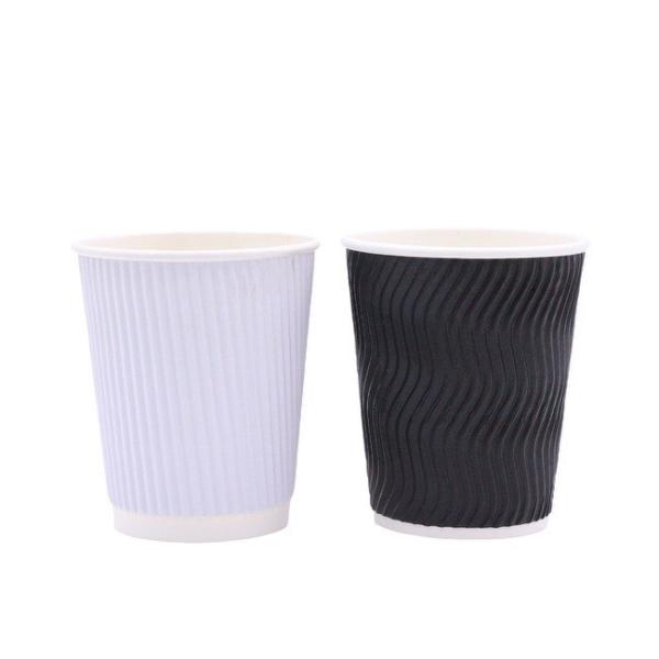 Insulated Disposable Cups For Hot Drinks Corrugated Ripple Wall Cups For Cold Drinks