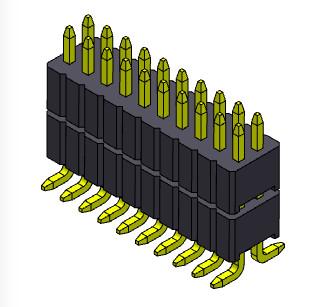 Da pilha dupla da fileira de Pin Header Connector 1.27mm Serise tipo reto de SMT com Pegs 2*3 PIN To 2*40PIN SQ0.40mm