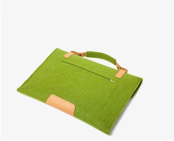 wholesale portable 13 inch felt laptop sleeve with leather handle