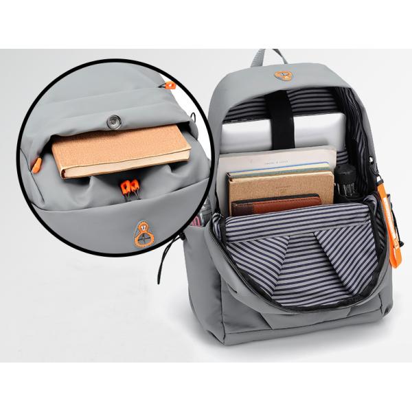 Grey Waterproof Travel Laptop Backpack Anti Theft Backpack With Usb Charging Port
