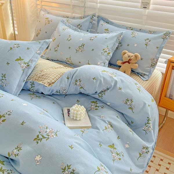 Grade A 2024 Tendance épaissie brossée en coton lavé Lit four-piece ensemble feuille en gros