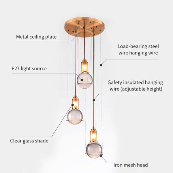 A cabeceira da sala de jantar de Crystal Ball Glass Chandelier Luxury conduziu a luz linear do pendente