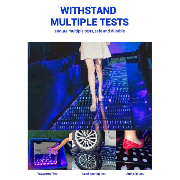 Tempered Glass Stage Lighting Equipments 3D Spark Wedding LED Dance Floor Panel