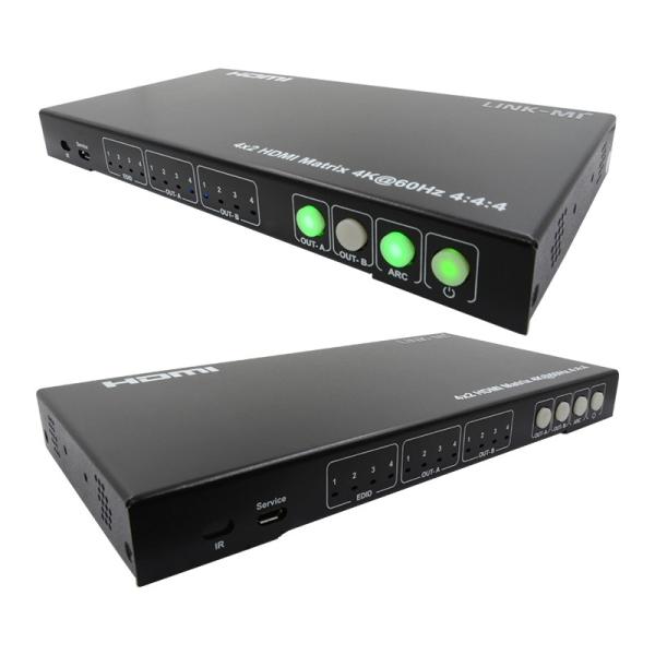 4x2 Matrix Video Switcher HDMI With Audio Extraction Support 4K60Hz 18Gbps ARC