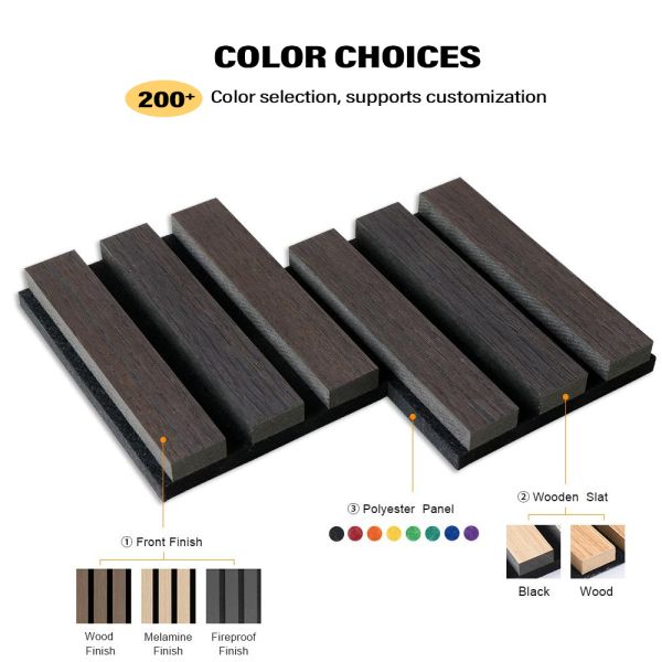 MDF Polyester Fiber Wood Slat Absorbing Soundproof Plate For Home Studio Piano Room