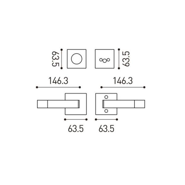 Fashion Reversible American Door Handles Slim Square Design For Right And Left