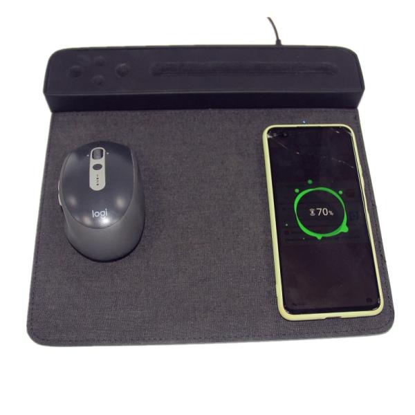 Multifunctional 10w Wireless Charging Mouse Pad PU Leather Portable Storage