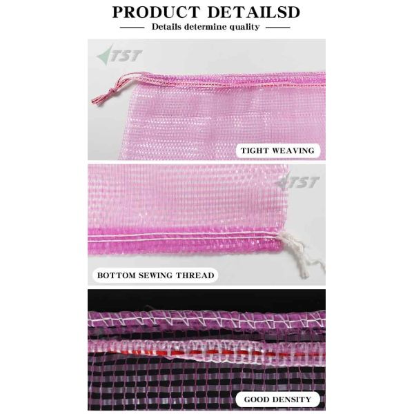50kg 25kg Pink  Onion Sack Tubular Mesh Net Bag With Drawstring