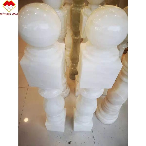 White Onyx Marble Stone Granite Railing Handrail Balauster Balustrade for Stair in Apartment