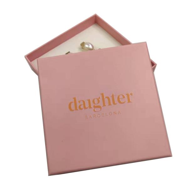 Embossing Printing Rigid Cardboard Boxes Pink Luxury Perfume Box Packaging