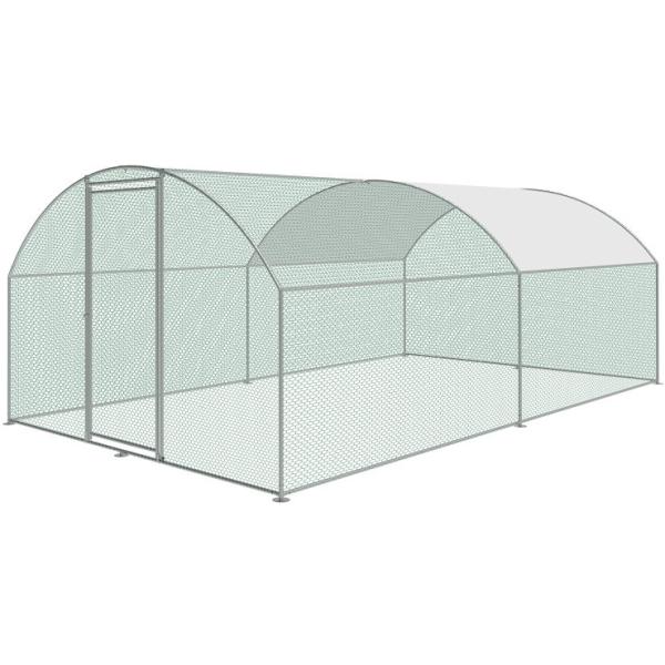 Round Roof Design Metal Chicken Run Coop Cage Animal Poultry House Hutch Backyard Outdoor Walk in CHicken cage