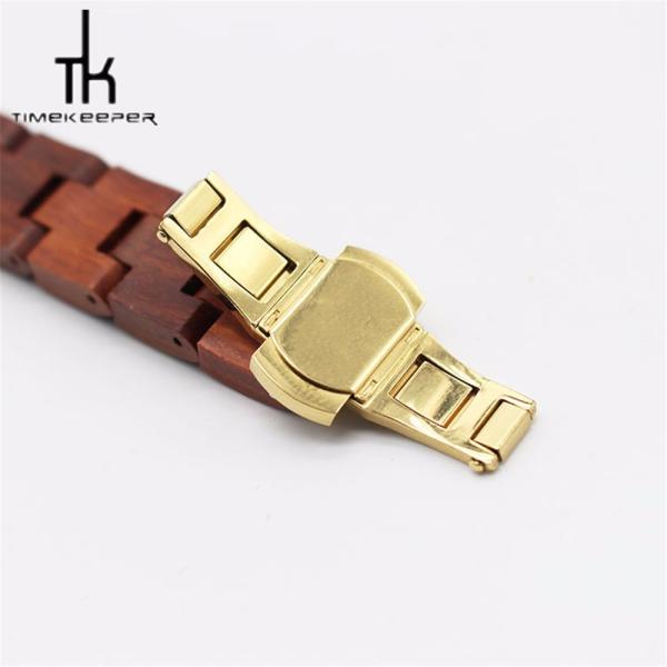Ladies Red Sandal Wooden Wrist Watch 38mm Diameter White Dial Art