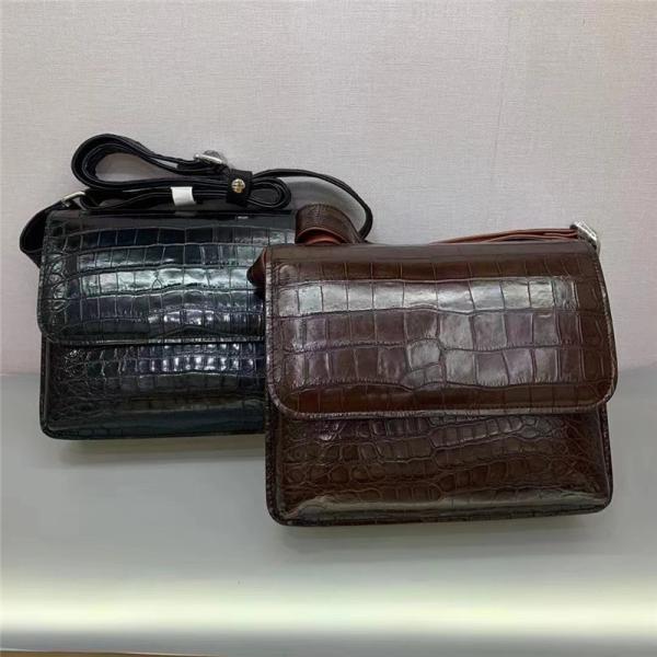 Authentic Alligator Leather Male Flap Purse Cross Shoulder Bag Genuine Crocodile Belly Skin Businessmen Messenger Bag