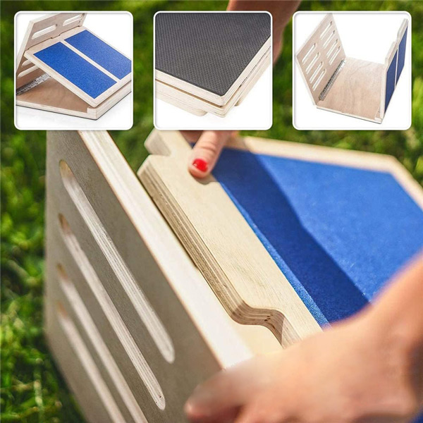 Blue Portable Wooden Calf Stretcher Adjustable Wooden Fitness Equipment