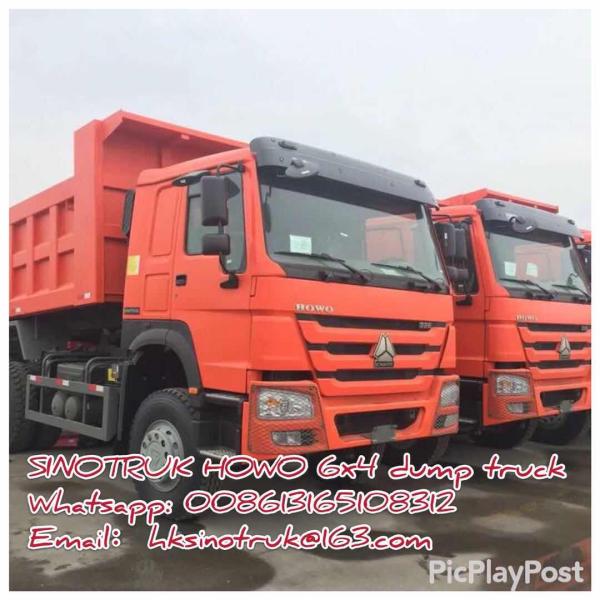 Orange color dump truck, SINOTRUK HOWO 6X4 dump truck tipper 336HP, FOB 35000 USD