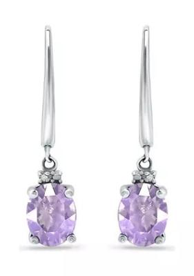2.46 Ct. T.W. And 1/10 Ct. T.W. CZ Amethyst Leverback Earrings In Sterling Silver