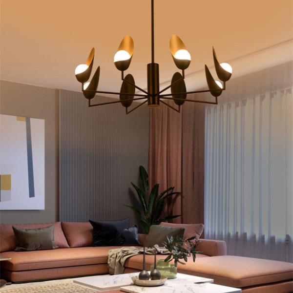 Luz de cozimento do pendente do vidro do ferro forjado de Jet Black Sand Gold G9 moderna