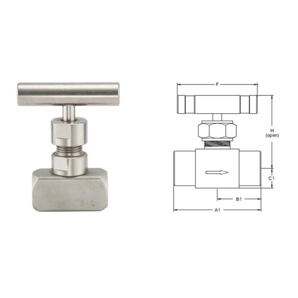Npt SS Needle Valve 6000 Psi High Pressure Female Thread Acidic Liquid
