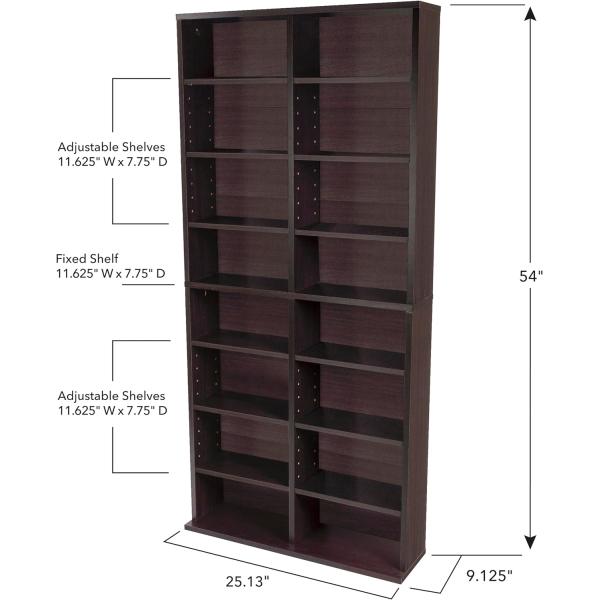 Customized 12 Adjustable Shelves And 4 Fixed Shelves Media Cabinet In Pine Wood Color
