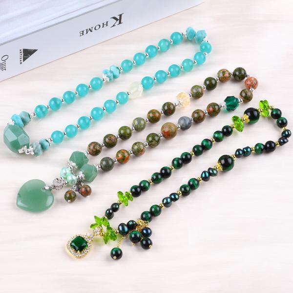 Handmade Gemstone Beaded Bracelet Natural Unakite Stone Bracelet Adjustable Heart Green Aventurine Charms Bracelet For P