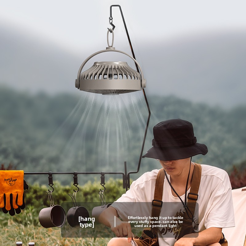Tripod Pedestal Fan Camping Ceiling Fan With Detachable Bracket 360 Degree Rotation