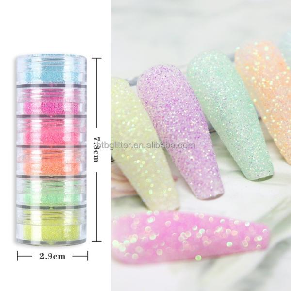Polyester Glitter Heart Neon Phosphor Powder Nail Glitter Powder Manufactures Nails Chrome with PET and PET