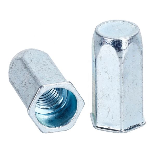Full Hex Closed End Blind Rivet Nut Zinc Plated Carbon Steel Small Recessed Design