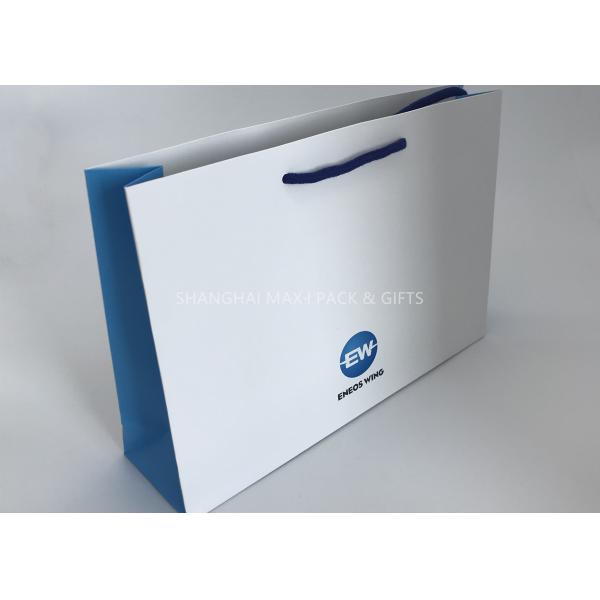 Mini White Branded Paper Bags Company Logo Promotional For Business Emboss Printing