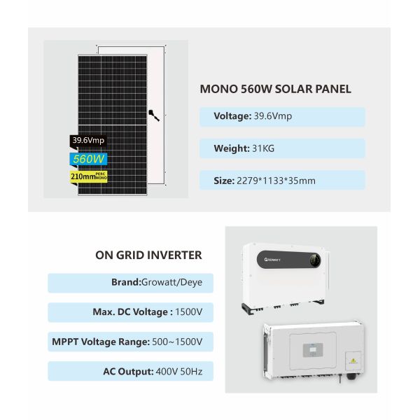 Professional Supplier Full Set 50KW 100KW Industrial Solar Energy System With Solar Power Grid Tie Inverter