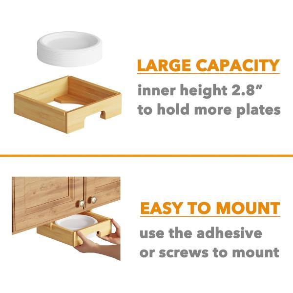 Solid Wood Structure Bamboo Wooden Paper Plate Holder Dispenser with Glossy Lamination