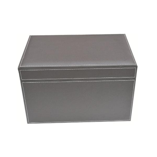 Cajas de almacenamiento decorativas de cuero sintético para armario con tapa, marco de MDF hecho a mano