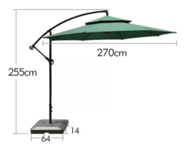 2.5m Double Canopy Umbrella Cantilever Garden Parasols Sun Protection
