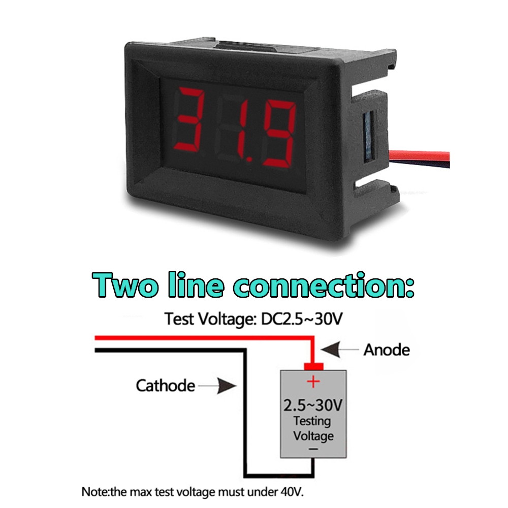 Mini 0.36inch LED Display Digital Voltmeter Panel Meter 0-100V DC Range Red Color Electromobile Car Temperature Voltage Meters